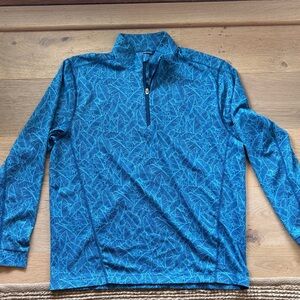 Cutter & Buck Blue Leaf Pattern Quarter Zip